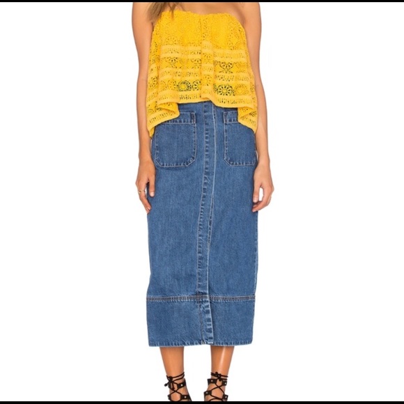 denim button down midi skirt